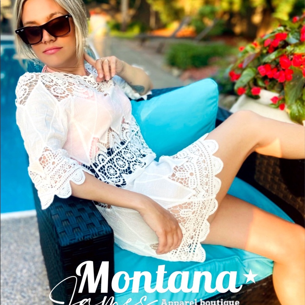 Knit white cover up - Embroidered Crochet Tunic